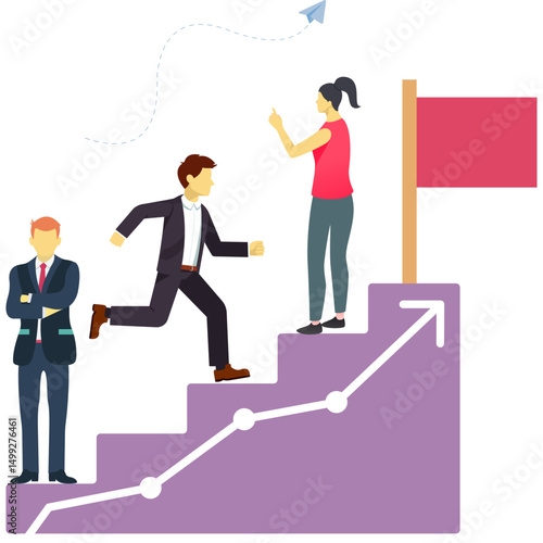 Businessman build success steps

