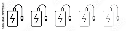 Power bank icon or logo illustration outline black style
