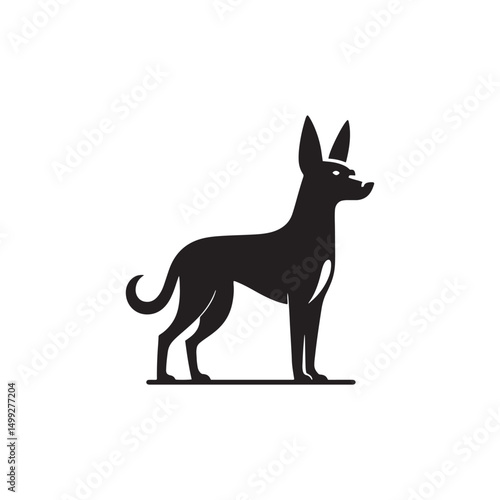 **"Distinctive Xoloitzcuintli Vector Silhouette: Sleek Mexican Hairless Dog Design Featuring Unique Profile, Smooth Coat, and Alert Stance in Clean, Minimalist Style for Crafts and Digital Art"**
