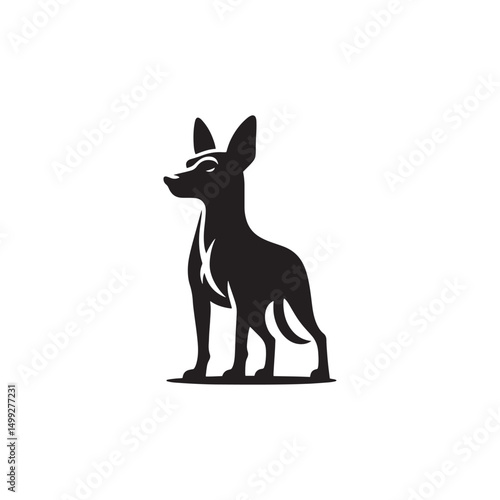 **"Distinctive Xoloitzcuintli Vector Silhouette: Sleek Mexican Hairless Dog Design Featuring Unique Profile, Smooth Coat, and Alert Stance in Clean, Minimalist Style for Crafts and Digital Art"**
