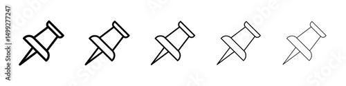 Push pin icon or logo illustration outline black style