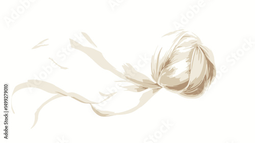 A digital illustration depicting a blonde hair bun with several strands flowing freely. The hair is depicted in varying shades of cream and off-white, suggesting a soft, light texture. 