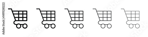 Shopping trolley icon or logo illustration outline black style