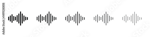 Sound wave icon or logo illustration outline black style