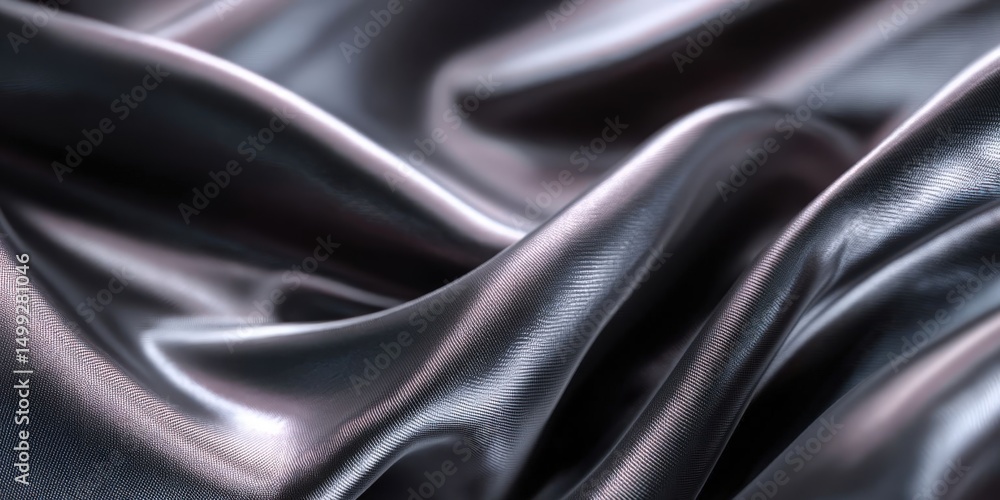 Fototapeta premium Elegant Black Semitransparent Silk Fabric Abstract Background
