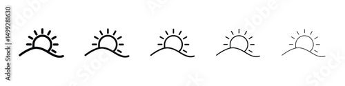 Sunrise icon or logo illustration outline black style