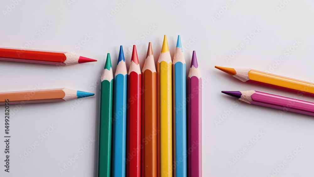Fototapeta premium Colorful Pencils in a Line