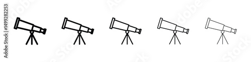 Telescope icon or logo illustration outline black style