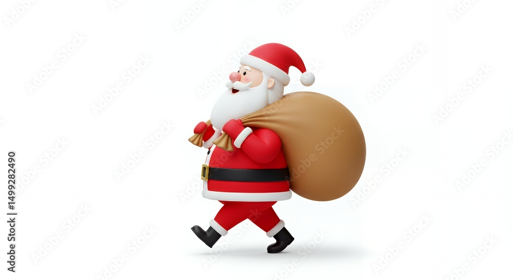 Cartoon santa claus character carrying a large sack. Cartoon santa claus character carrying a large sack.