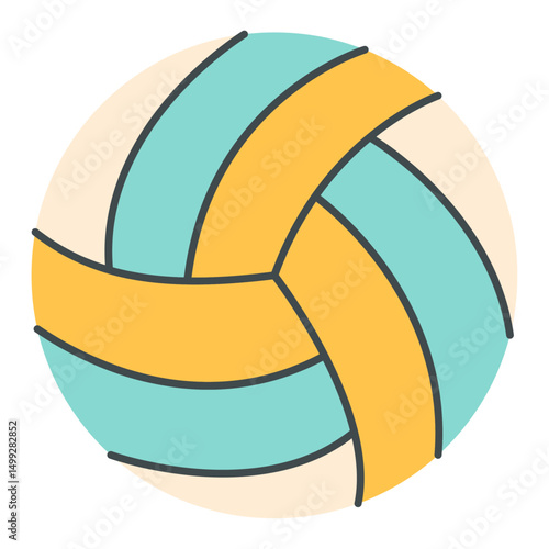 Illustration of a volleyball. Isolated on white background, hand drawn. Suitable for sports applications, children's materials and infographics