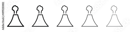 Volcano eruption icon or logo illustration outline black style