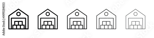 Warehouse icon or logo illustration outline black style