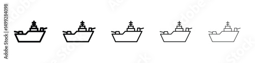 Warship icon or logo illustration outline black style