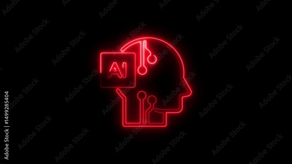 Futuristic red neon ai mind concept on black background representing artificial intelligence Futuristic red neon ai mind concept on black background representing artificial intelligence