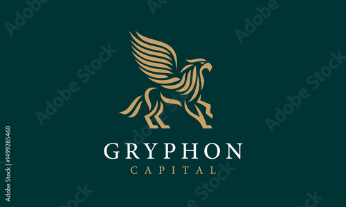 Royal Gryphon Logo Ancient Griffin Symbol Mythical Vector Animal Luxurious Design for Financial and Capital Company