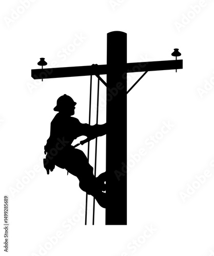 Wallpaper Mural Silhouette of electric pole technician. Electricity energy maintenance. Torontodigital.ca