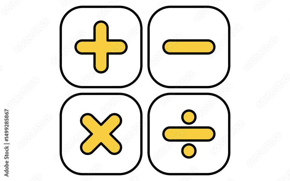 Obraz premium 算数四則演算のシンプルな線画アイコン