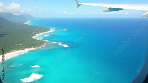 Wallpaper Mural Aerial view of turquoise coast from airplane window Torontodigital.ca