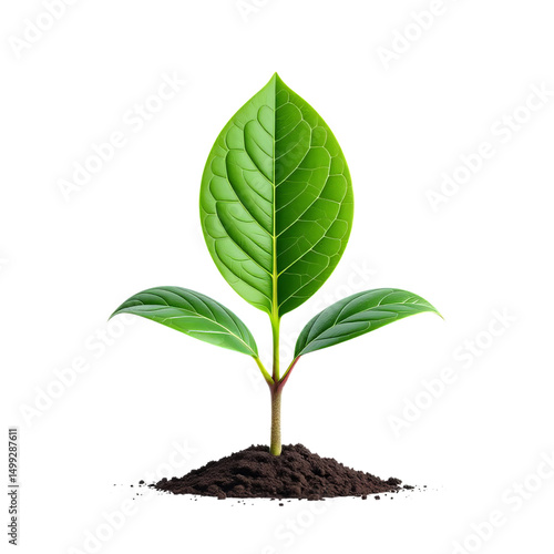 Green Leaf Plant, Isolated Transparent Background, Minimalist Design Element
