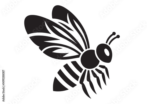 bee logo silhouette vector illustration, bee silhouette logo icon design, animal wing honey bee black silhouette logo, honey bee vector silhouette illustration isolated on white background
