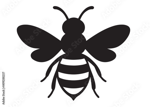 bee logo silhouette vector illustration, bee silhouette logo icon design, animal wing honey bee black silhouette logo, honey bee vector silhouette illustration isolated on white background