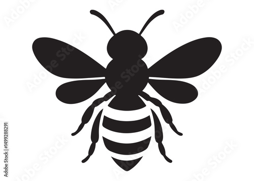 bee logo silhouette vector illustration, bee silhouette logo icon design, animal wing honey bee black silhouette logo, honey bee vector silhouette illustration isolated on white background