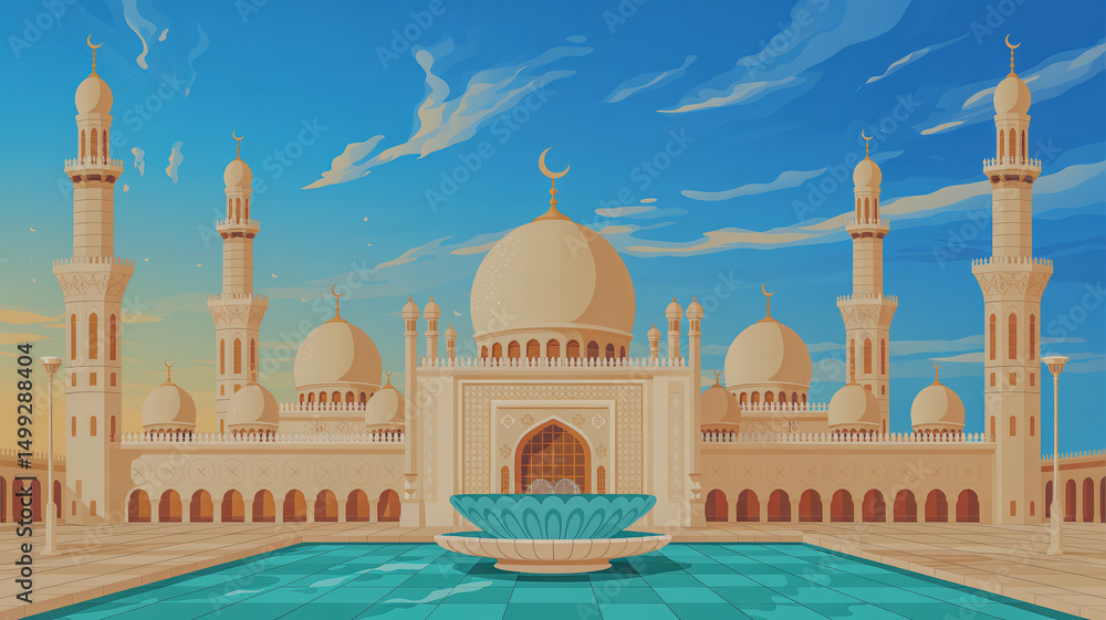 Naklejka premium Vector illustration of an Islamic mosque