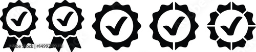 Verified badge profile set. black rounded verified badge. Social media account verification icons. check mark icon. Profile verified badge. Guaranteed signs. Approval check vector icon. correct badge