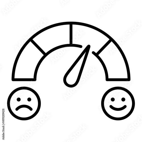 Customer satisfaction icon with happy and unhappy emojis, representing user feedback, emotion tracking, and service quality.