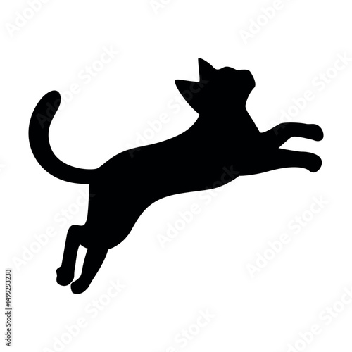 Jumping black cat silhouette vector