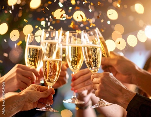 cheering with champagne at party