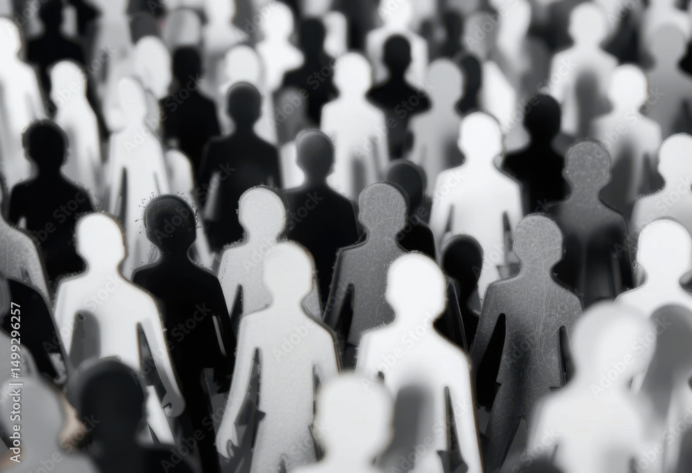 custom made wallpaper toronto digitalUna multitud artística de recortes de figuras humanas en blanco y negro