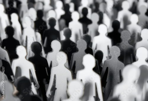 Wallpaper Mural Una multitud artística de recortes de figuras humanas en blanco y negro Torontodigital.ca