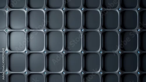 Obraz Industrial metal grid pattern with rounded square panels creating modern textured surface for architectural, automotive, and design backgrounds