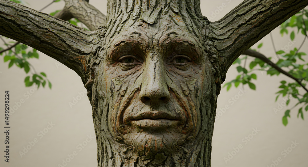 Ancient Tree Spirit: A Mystical Carving in Nature Ancient Tree Spirit: A Mystical Carving in Nature