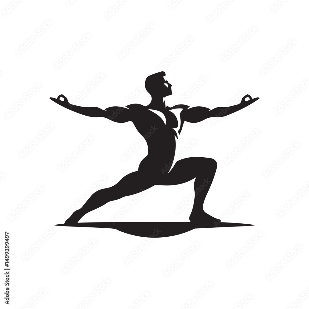 Naklejka premium warrior pose vector silhouette clip art logo design illustration. international yoga day. meditation collection