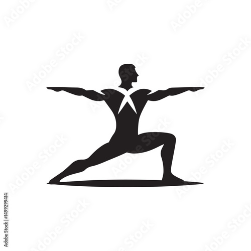 warrior pose vector silhouette clip art logo design illustration. international yoga day. meditation collection