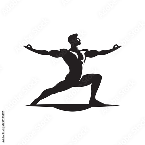 warrior pose vector silhouette clip art logo design illustration. international yoga day. meditation collection