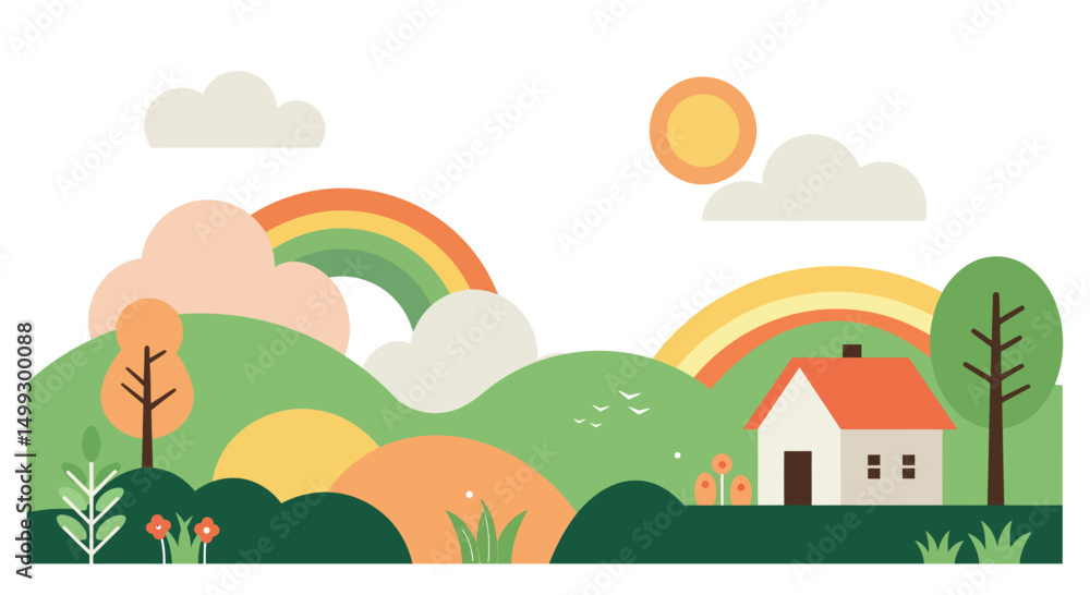 Fototapeta premium autumn landscape with houses