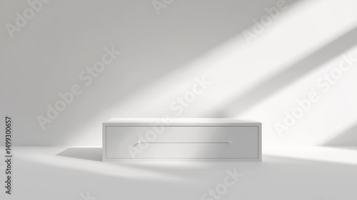 Wallpaper Mural Simple design white drawer unit placed in the center of a high-key white studio backdrop Torontodigital.ca