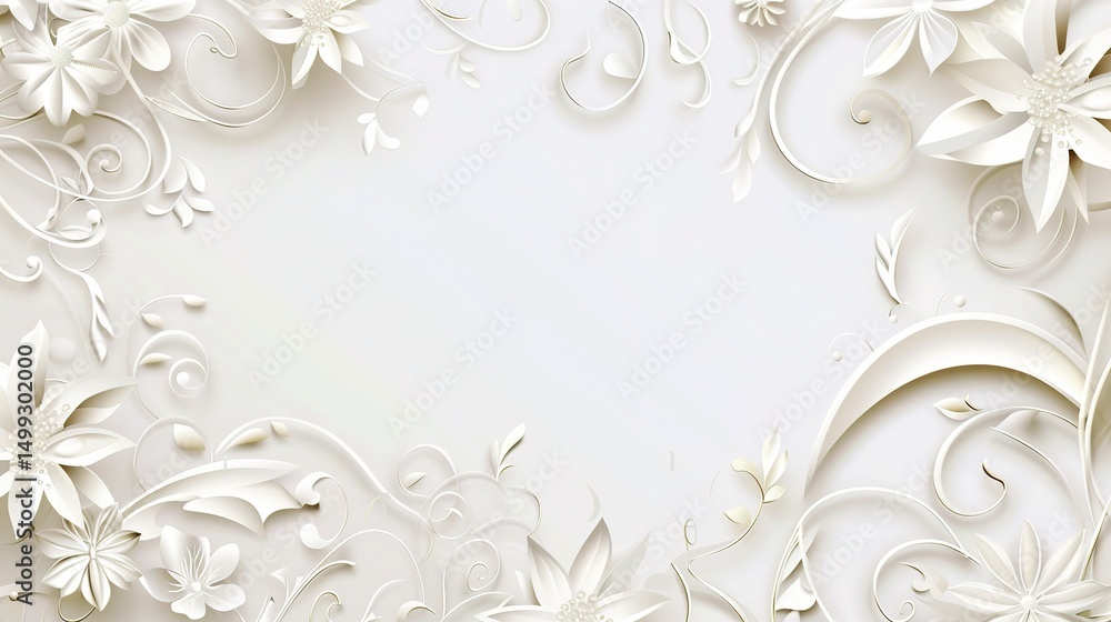 custom made wallpaper toronto digitalAn elegant white background for wedding invitation design, featuring delicate floral patterns and soft gradient effects