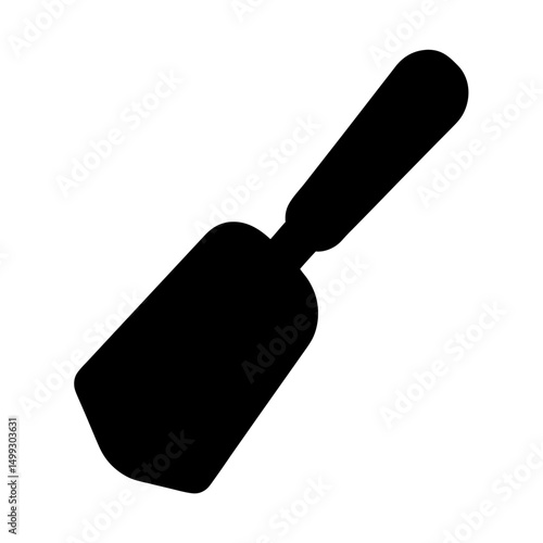 Silhouette of a small gardening trowel isolated on white background image