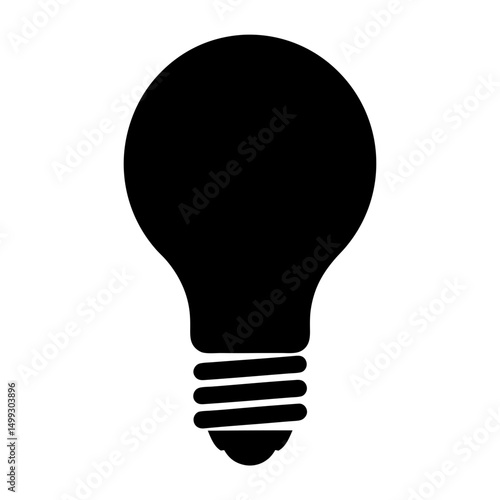 Simple black light bulb icon with a clear, isolated white background
