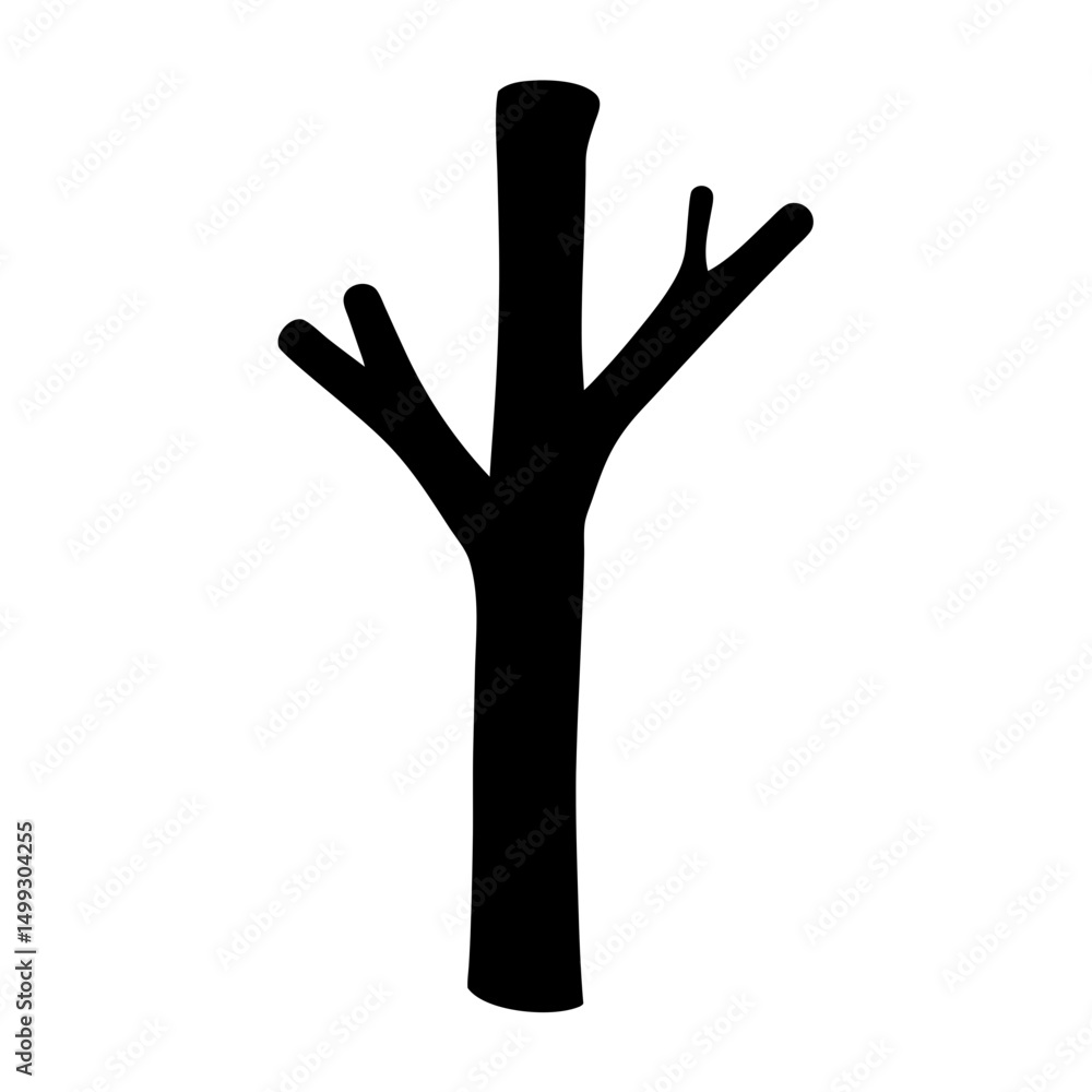 Bare tree branch silhouette against a white background conveying minimalism and winter Bare tree branch silhouette against a white background conveying minimalism and winter