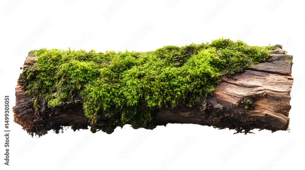 Mossy log on the ground, isolated on a transparent background Mossy log on the ground, isolated on a transparent background