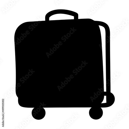 Silhouette of a rolling suitcase, symbol of travel and baggage handling