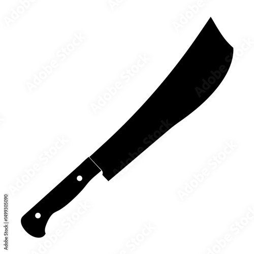 Black Silhouette Image of a Machete with a Handle and Blade