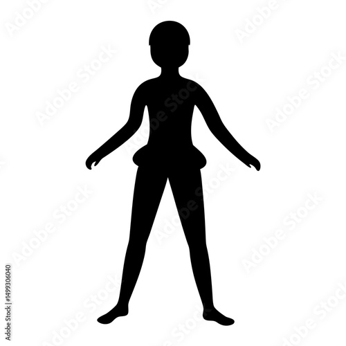 Silhouette of a young female dancer in a ballet tutu standing