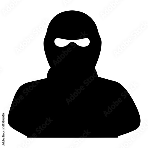 A Black Silhouette of a Person Wearing a Balaclava Ski Mask