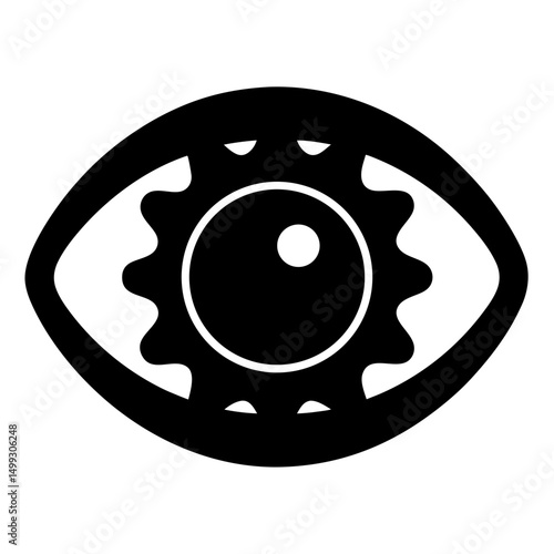 Abstract eye with gearlike iris, representing mechanical vision or technological awareness